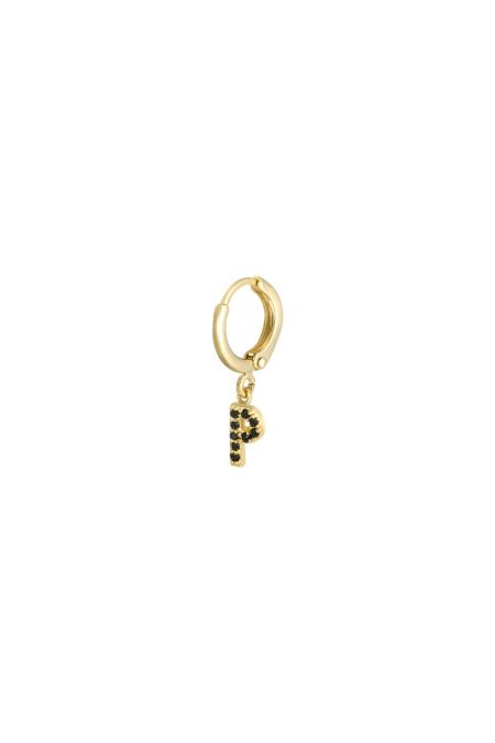 Boucles d'oreilles Initial P Noir Cuivré