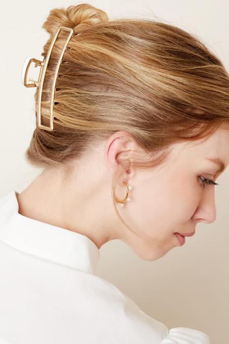 Grande barrette à cheveux en métal couleur or Vieille or 2