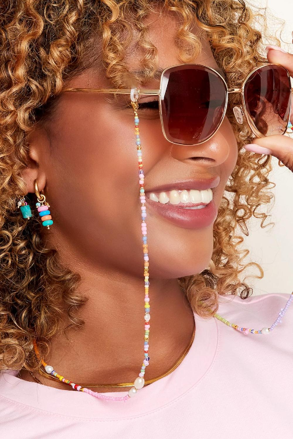 Cordon De Lunettes De Soleil Perles Colorées Multicouleur Glass h5Image3