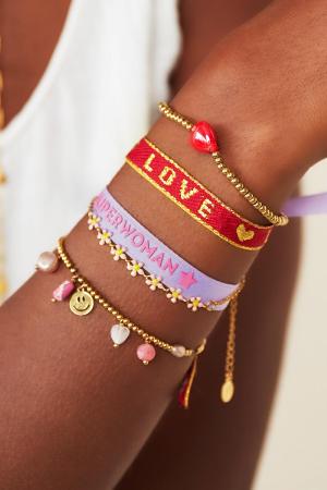 Bracelet Ruban Love Rouge Polyester h5 Image2