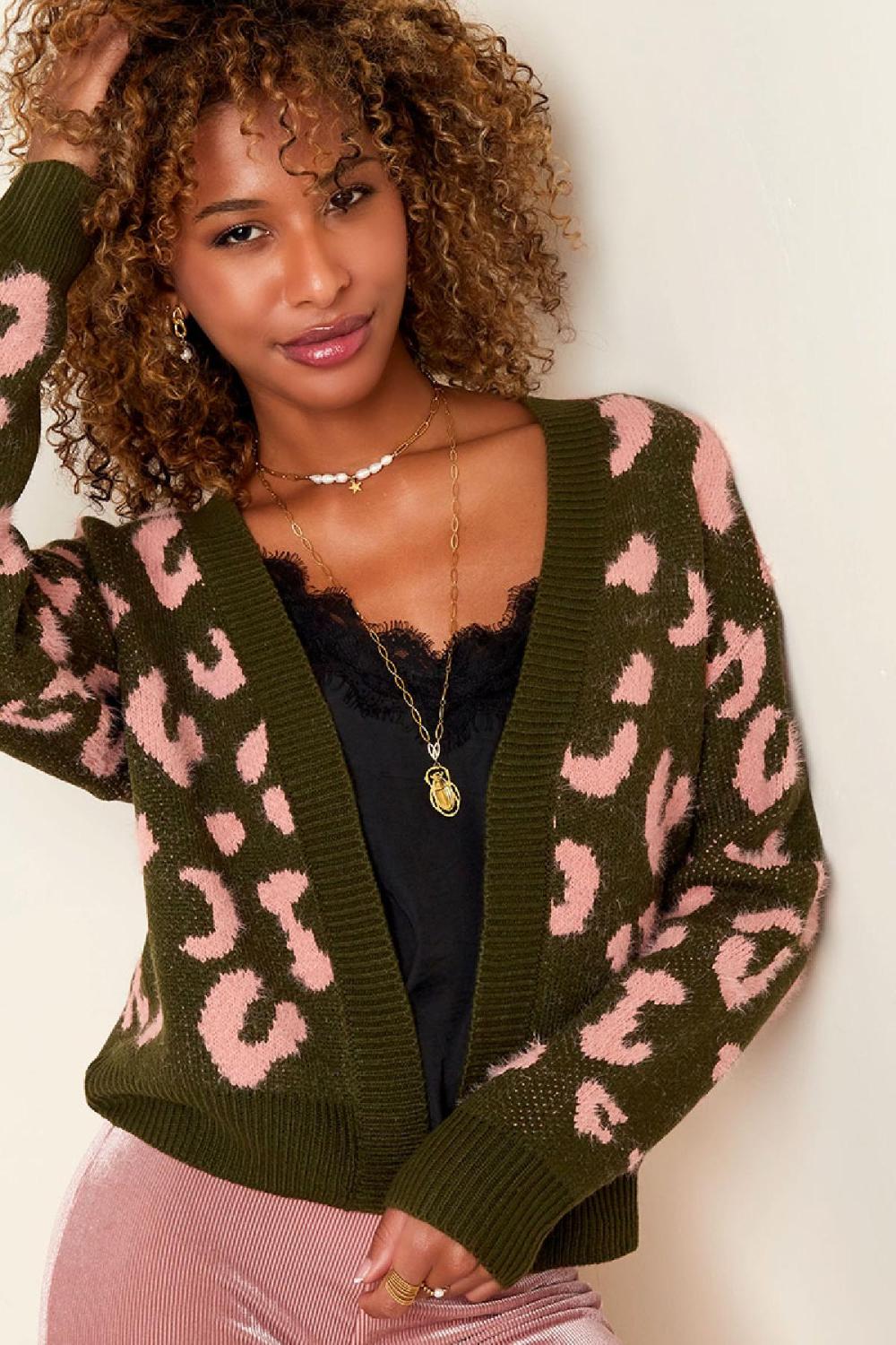 Cardigan Léopard Fuchsia S/M h5Image5