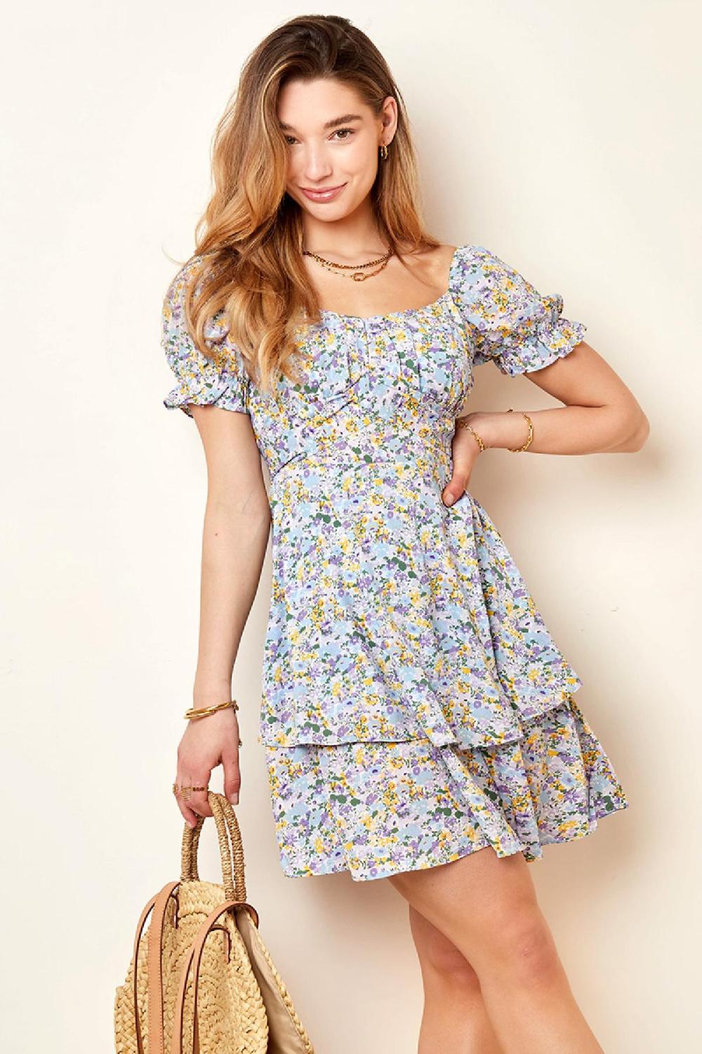 Robe Fleurie Eté Bleu S h5Image4