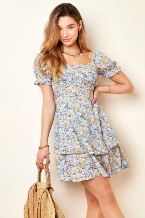 Robe Fleurie Eté Bleu S h5 Image4