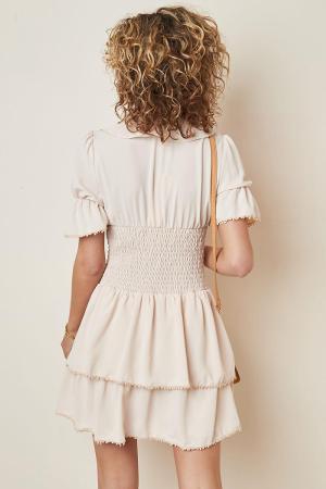 Robe Mini Femme En Polyester À Volants Col V Ourlet Étagé h5 Image6