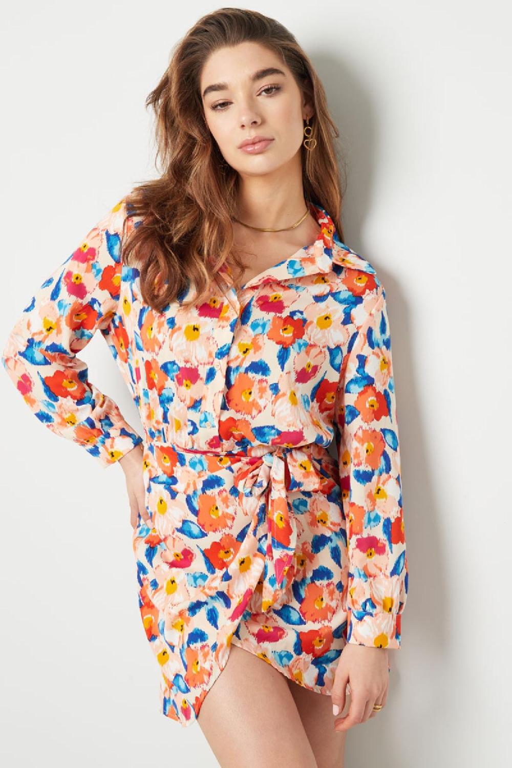 Robe À Fleurs Avec Bouton Noir Multicouleur S h5Image3