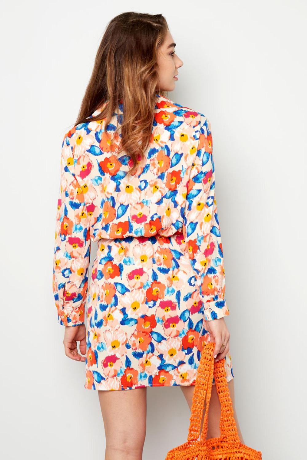 Robe À Fleurs Avec Bouton Noir Multicouleur S h5Image6