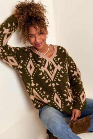 Pull Imprimé Tribal Noir & Beige S/M h5 Image2
