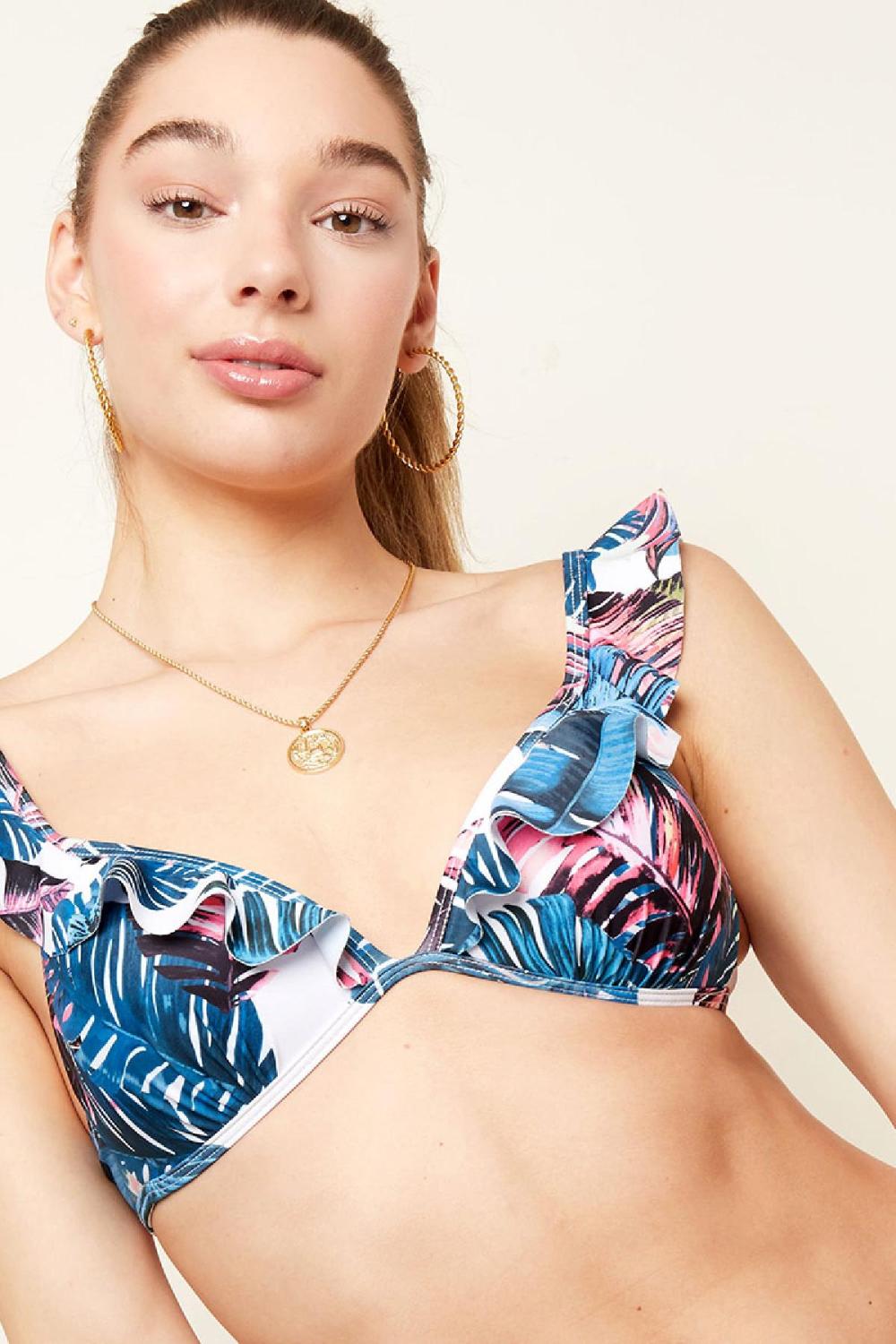 Bikini Fleuri À Volants Rose L Image5