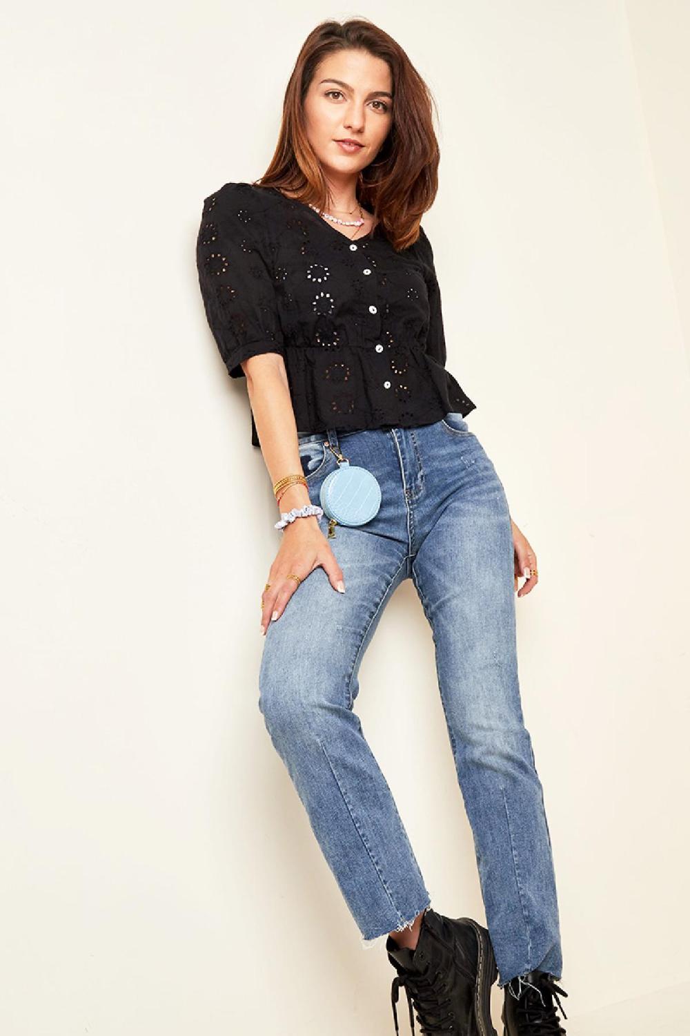 Broderie Anglaise Top Blanc S h5Image5