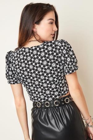 Polyester Femme Top Court Manches Courtes Imprimé Fleur Col V h5 Image5