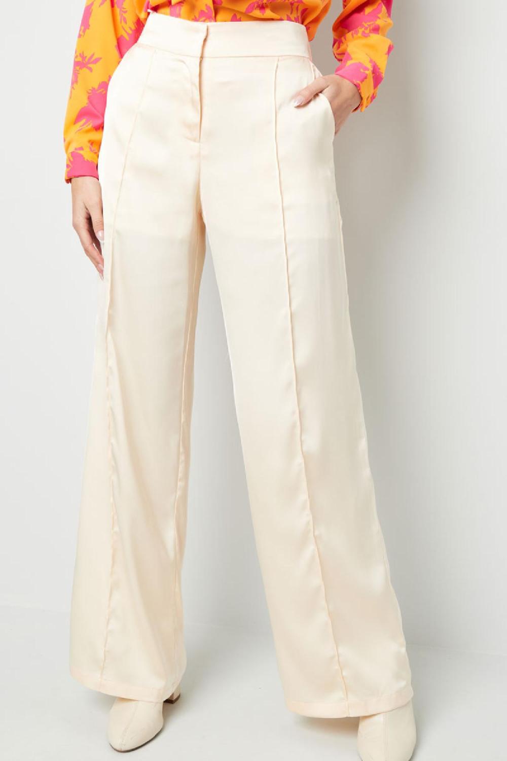 Pantalon Tissu Brillant Crème S h5Image2
