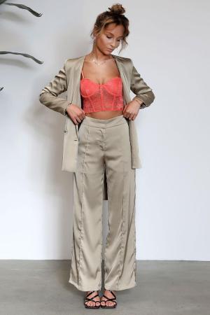 Pantalon Tissu Brillant Crème S h5 Image3