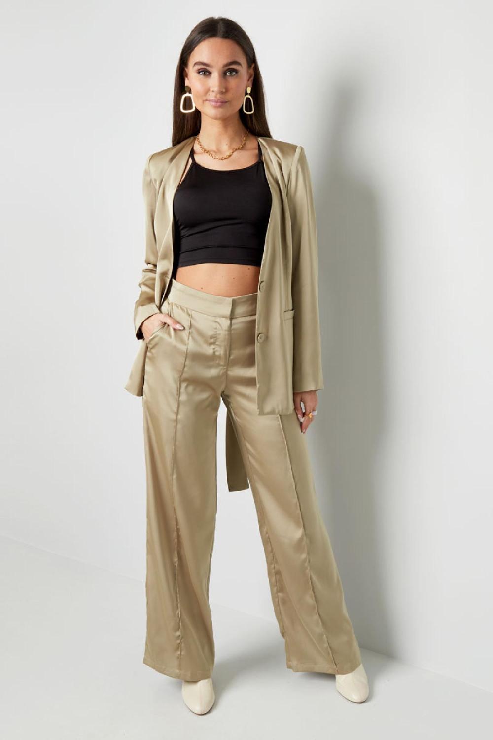 Pantalon Tissu Brillant Crème S h5Image4